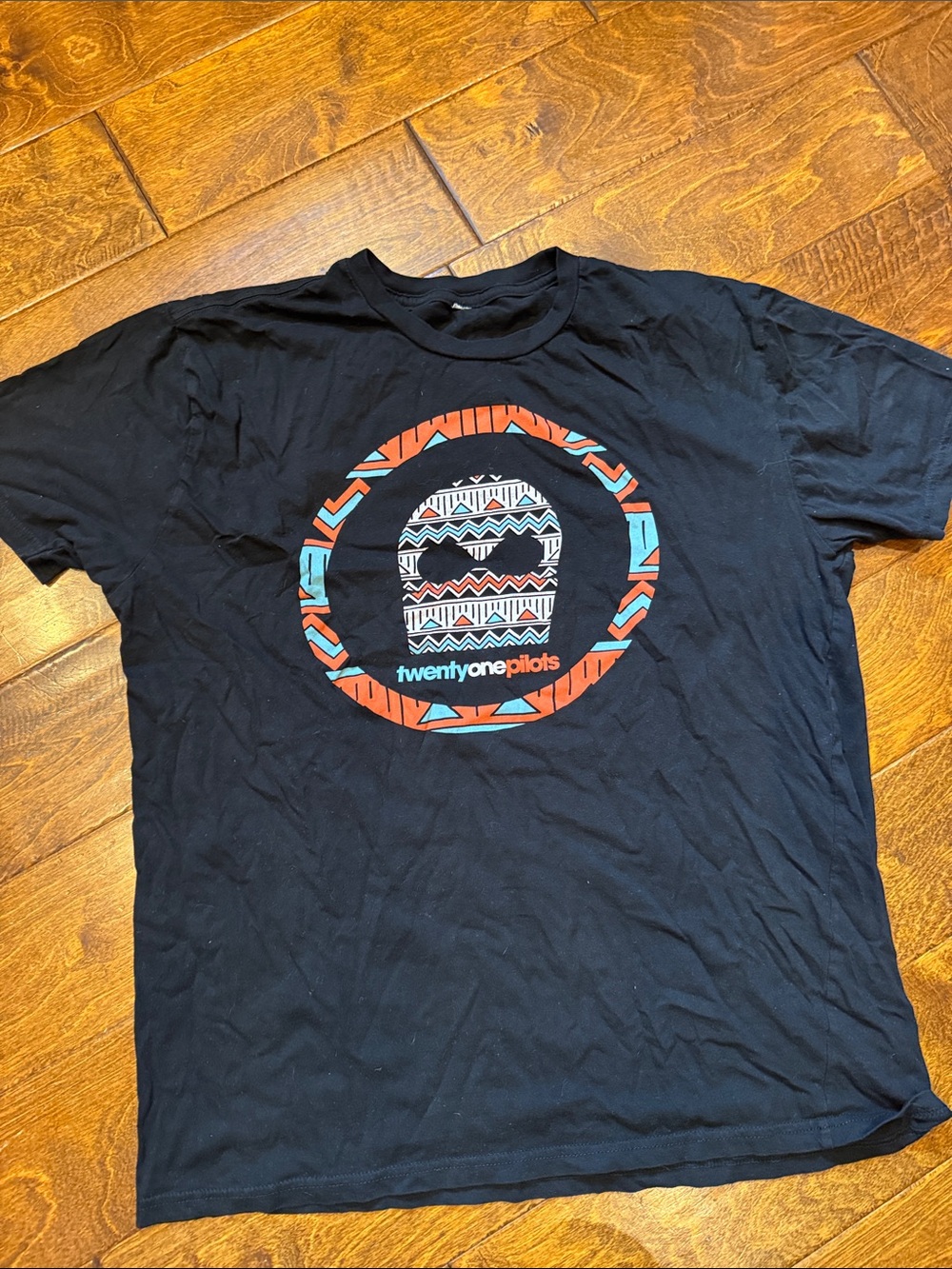 Twenty One Pilots Black Graphic Band Tee - Aztec Circle Design